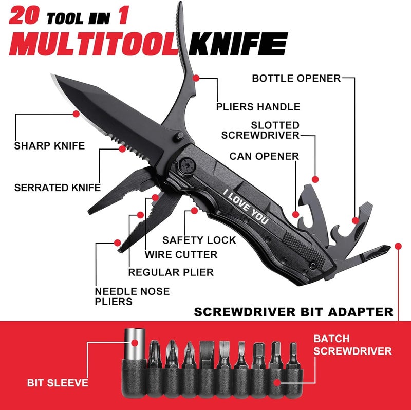 ZAVIT Gifts for Boyfriend Husband Him, Multitool Knife“I LOVE YOU”, Valentines Day Unique Gifts, Tools Gadgets Gifts for Him, Christmas Stocking Stuffers, Anniversary, Birthday Gift Ideas, Husband Gifts - Image 2